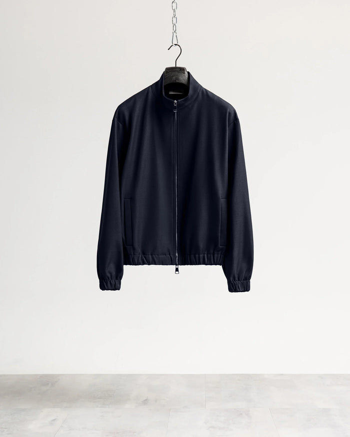 Giacca con zip mezzo collo tessuto classico Eternal Atelier - Blu