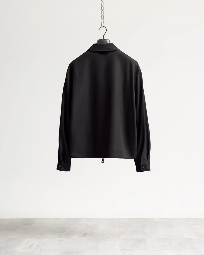 Giacca con zip collo camicia tessuto classico - Nero