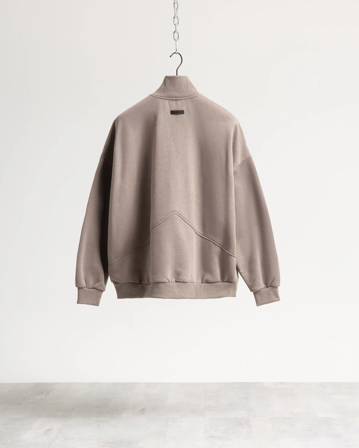 Felpa zip mezzo collo - Fango