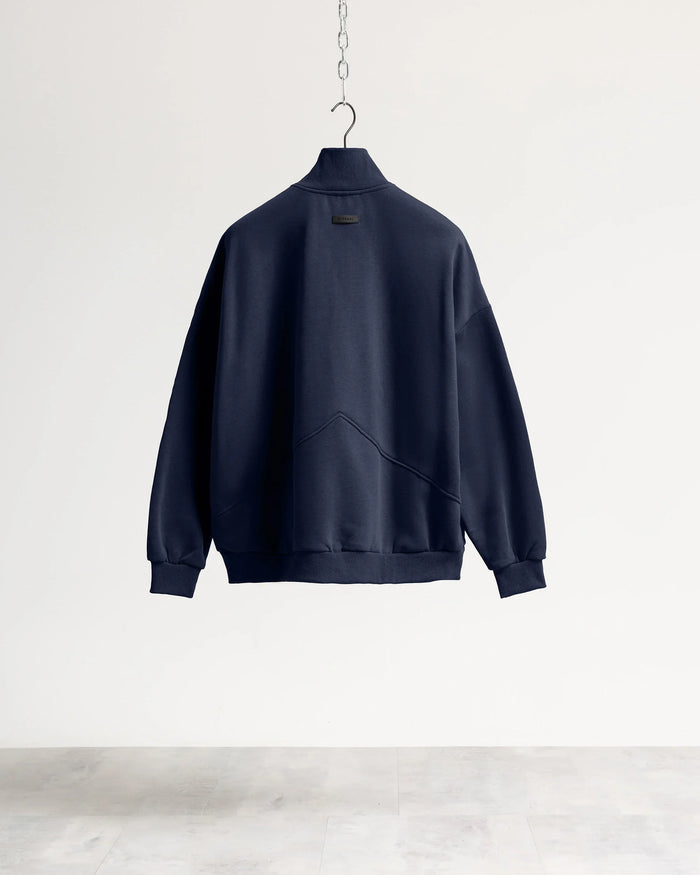 Felpa zip mezzo collo - Blu