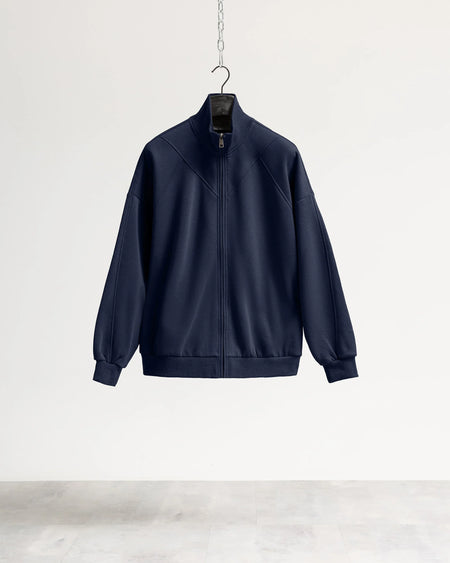 Felpa zip mezzo collo - Blu