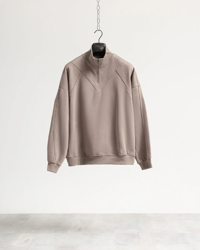 Felpa mezzo collo mezza zip Eternal - Fango