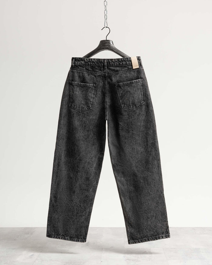 Jeans baggy nero con legature - Nero