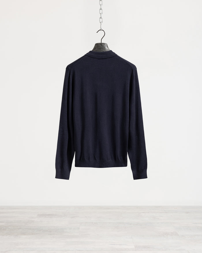Polo in maglia manica lunga - Blu