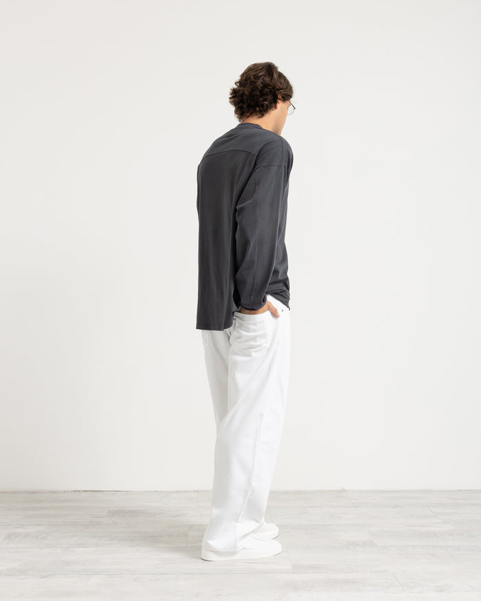 T-shirt longsleeve con polsino oversize - Piombo