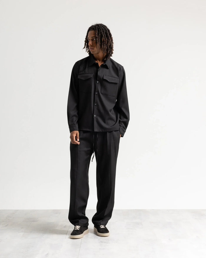 Pantalaccio fondo ampio tessuto classico - Nero
