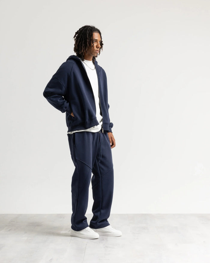 Felpa cappuccio zip - Blu