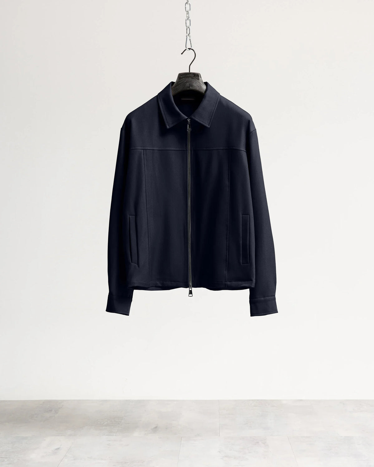 Giacca con zip collo camicia tessuto classico