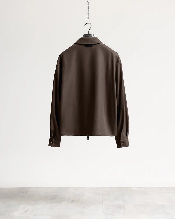 Giacca con zip collo camicia tessuto classico - Moro