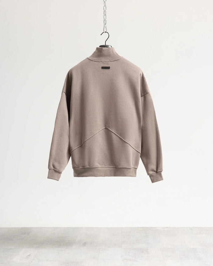 Felpa mezzo collo mezza zip - Fango