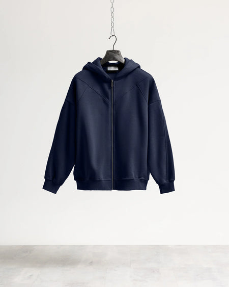 Felpa cappuccio zip - Blu