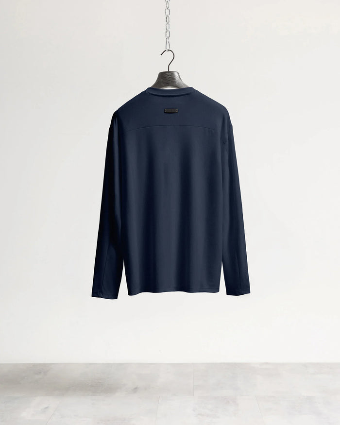 T-shirt costina manica lunga - Blu