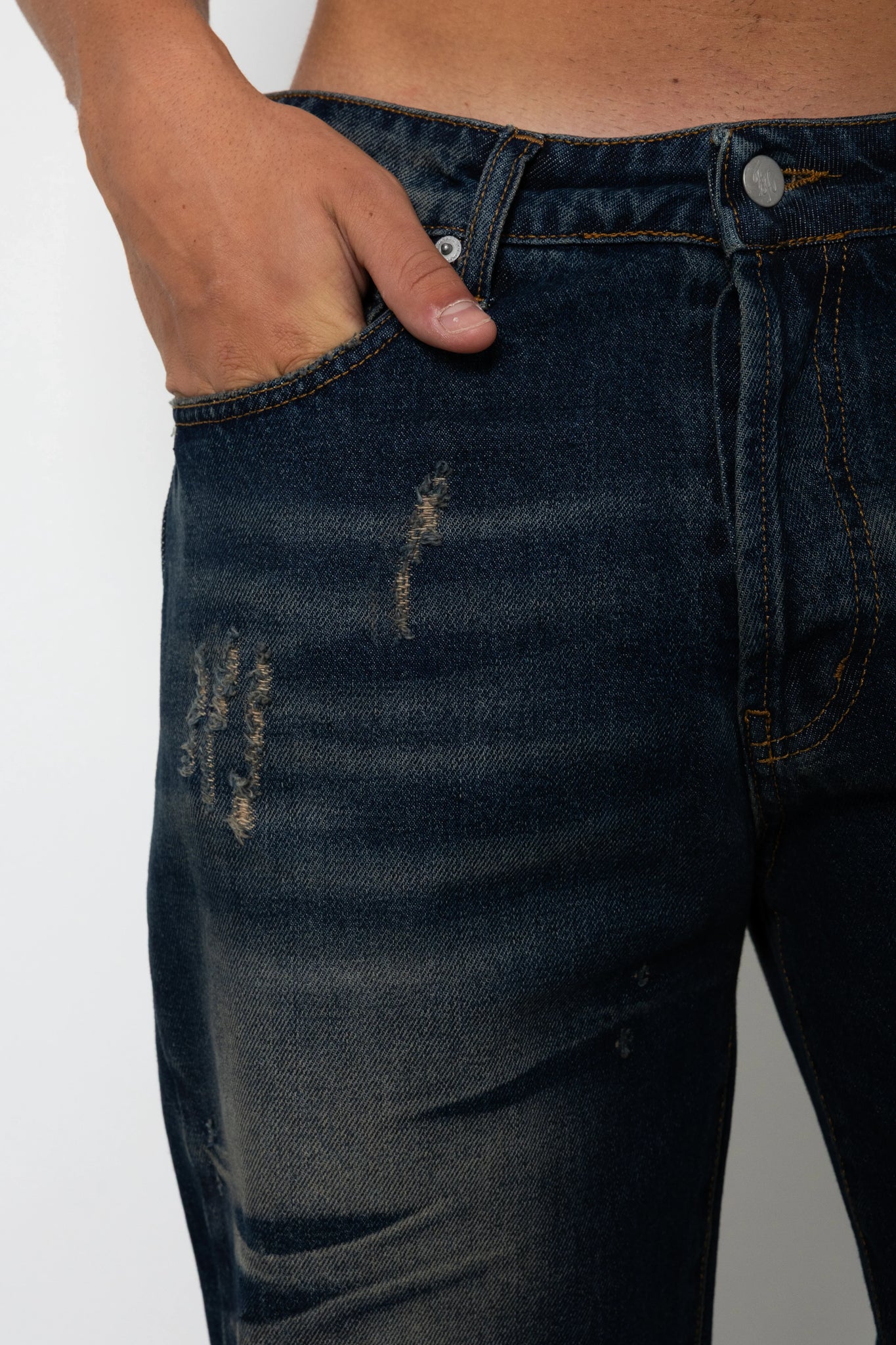 Jeans baggy dark indigo sand