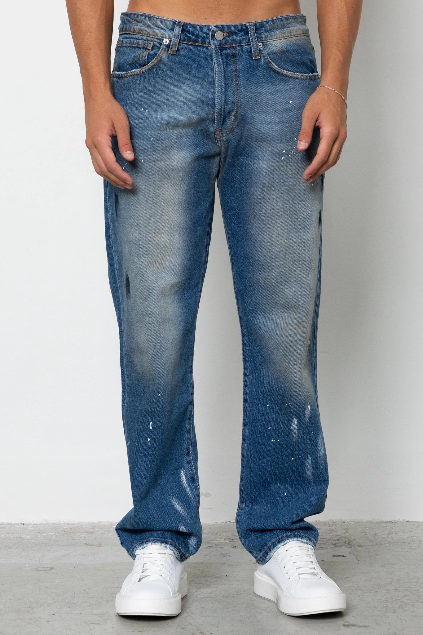 Jeans baggy indigo ink splash