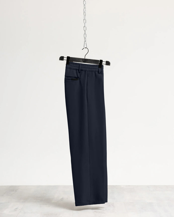 Pantalone fondo ampio tessuto classico - Blu