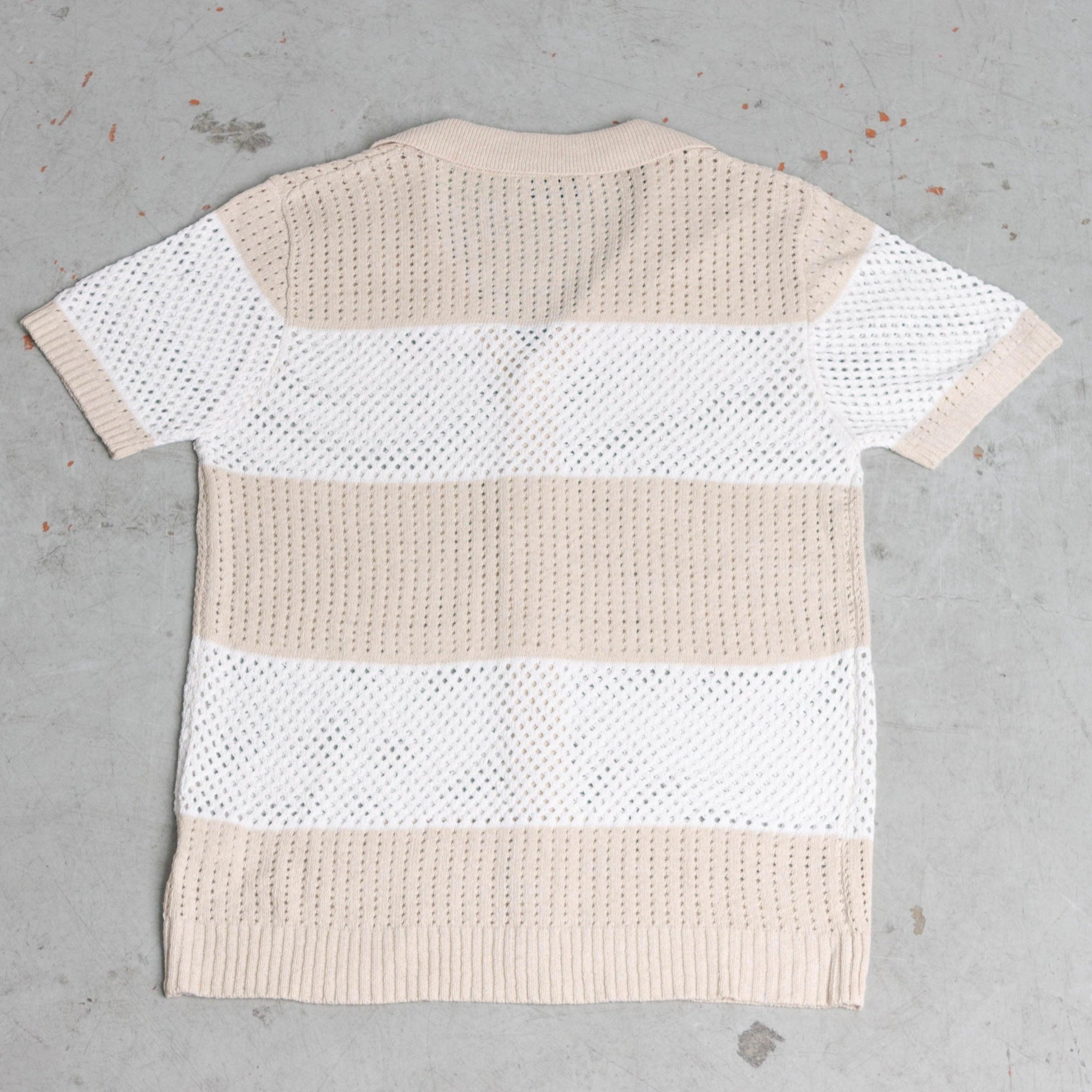 Polo camicia in maglia crochet bicolore - FRANKIE HO