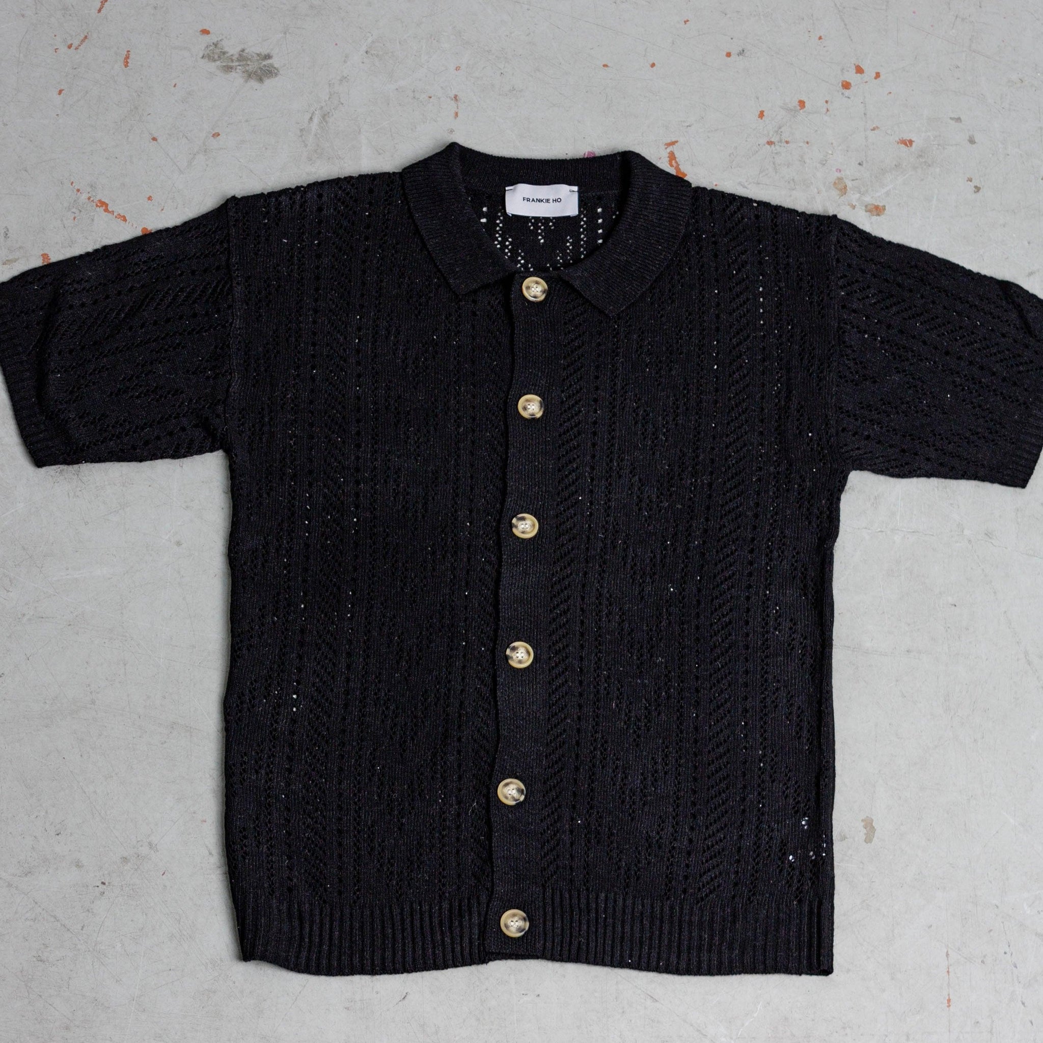 Polo camicia in maglia crochet - FRANKIE HO