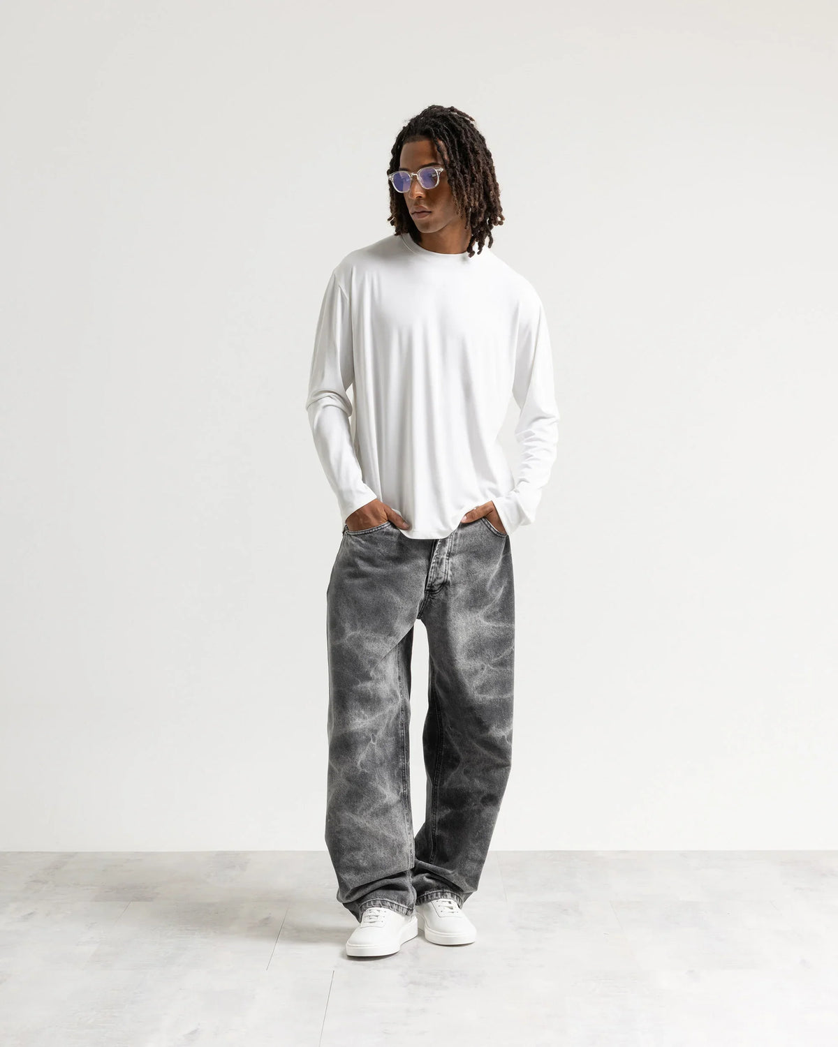 Jeans baggy nero fulmini