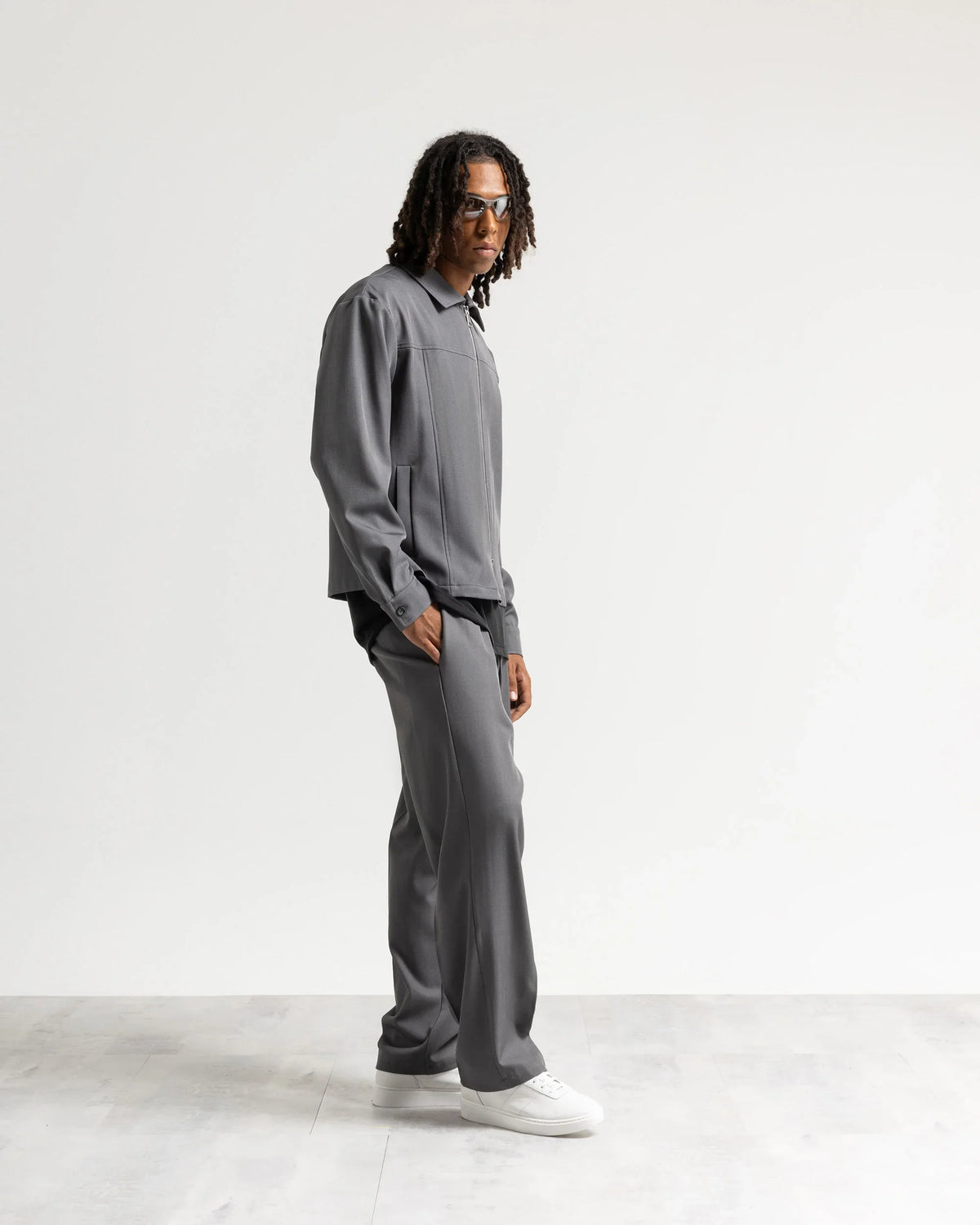 Giacca con zip collo camicia tessuto classico Eternal Atelier