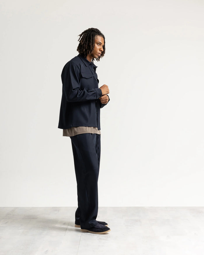 Camicia con tasconi tessuto classico - Blu