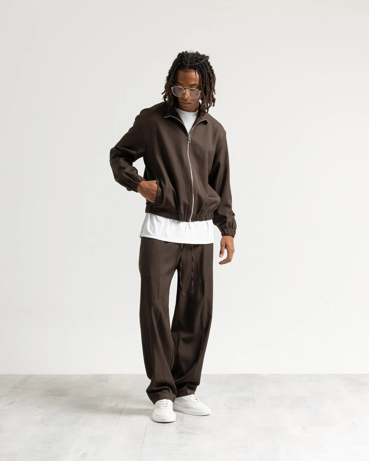 Giacca con zip mezzo collo tessuto classico Eternal Atelier