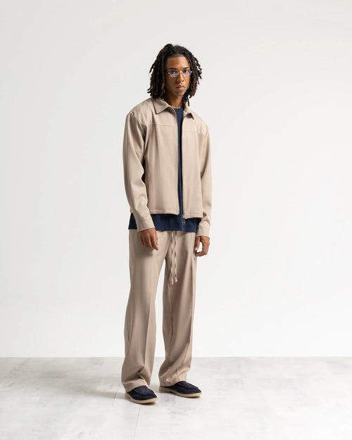 Giacca con zip collo camicia tessuto classico