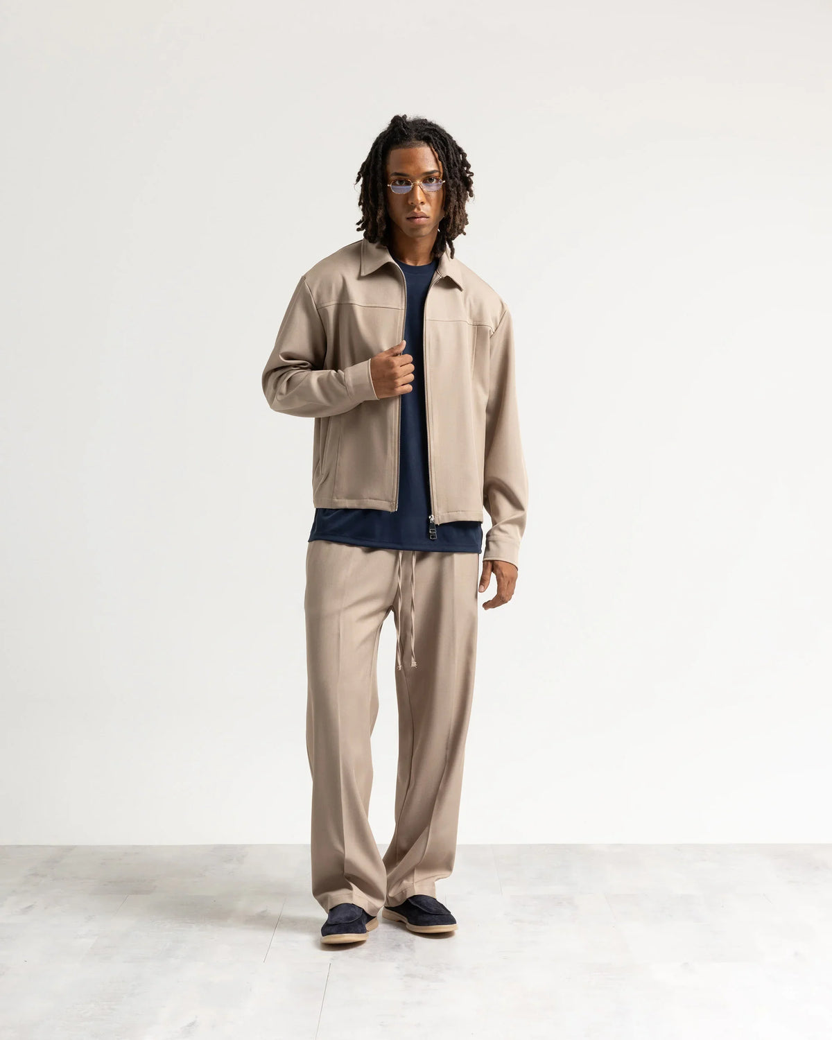 Giacca con zip collo camicia tessuto classico Eternal Atelier