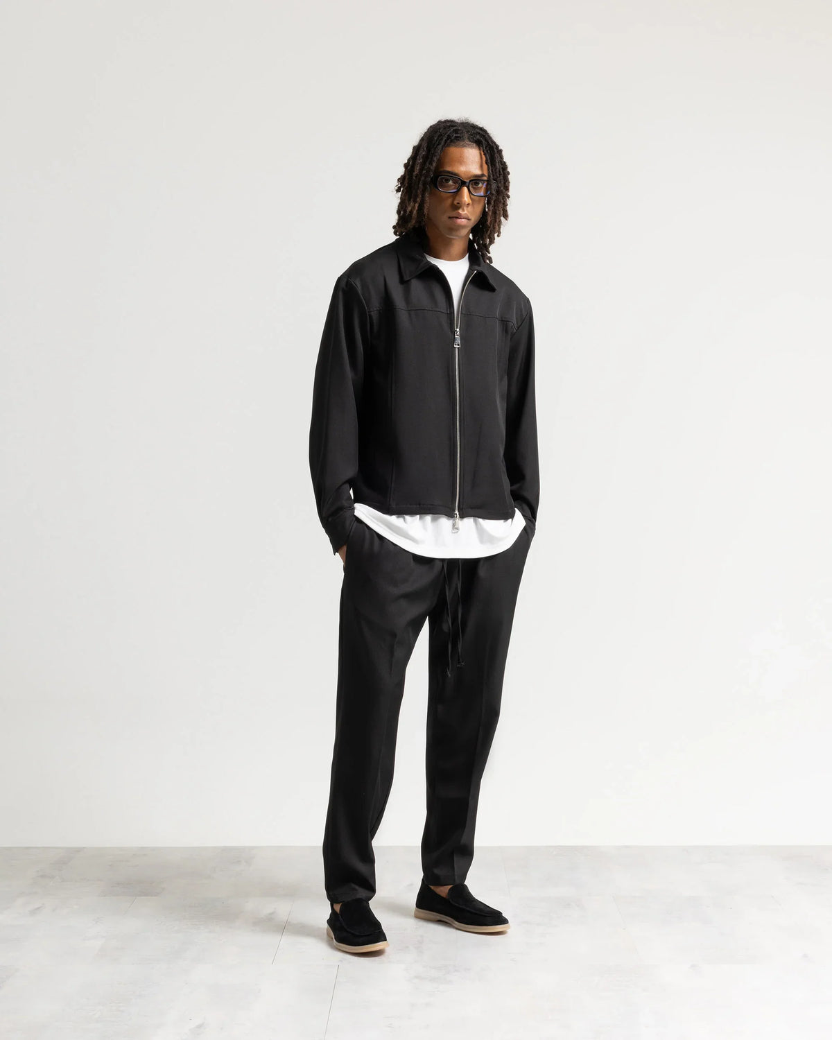 Giacca con zip collo camicia tessuto classico Eternal Atelier