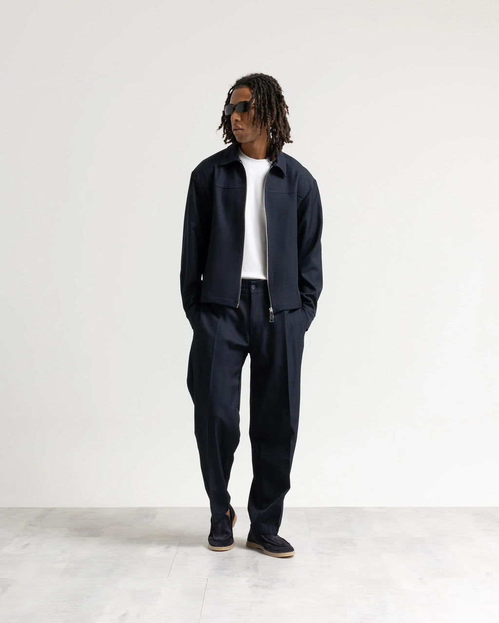 Giacca con zip collo camicia tessuto classico Eternal Atelier