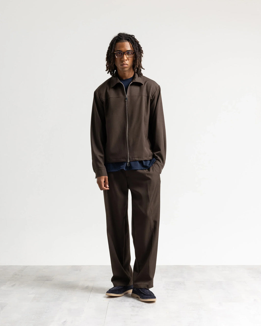Giacca con zip collo camicia tessuto classico Eternal Atelier