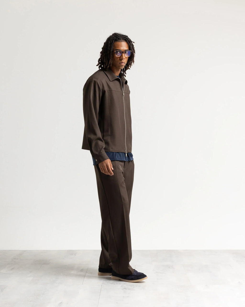 Giacca con zip collo camicia tessuto classico Eternal Atelier