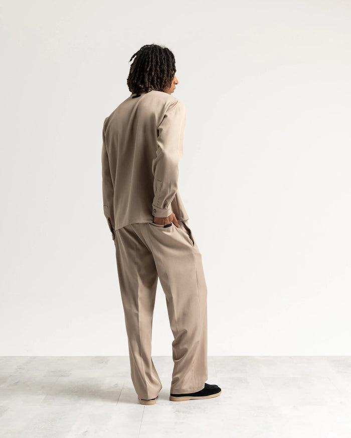 Pantalone fondo ampio tessuto classico - Beige
