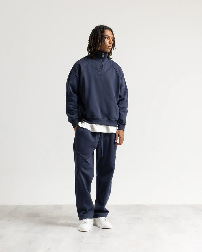 Felpa mezzo collo mezza zip - Blu